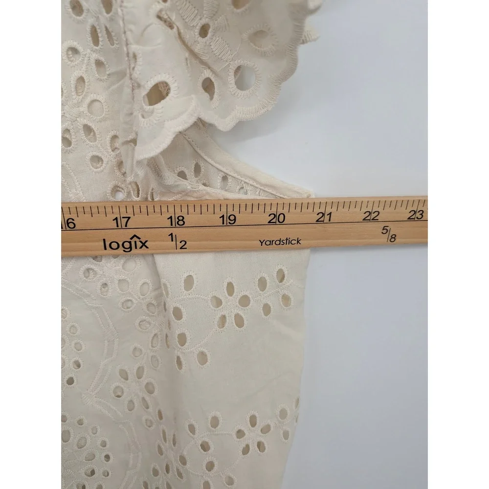 Jennifer Grace Eyelet Top Womens XL Cream Ruffle Sleeve Boxy Cottagecore NWT - Picture 8 of 10
